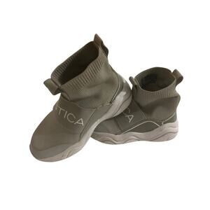 Nautica Sock Shoes Kids Size 8 Lightweight Gray White High Top Comfortable